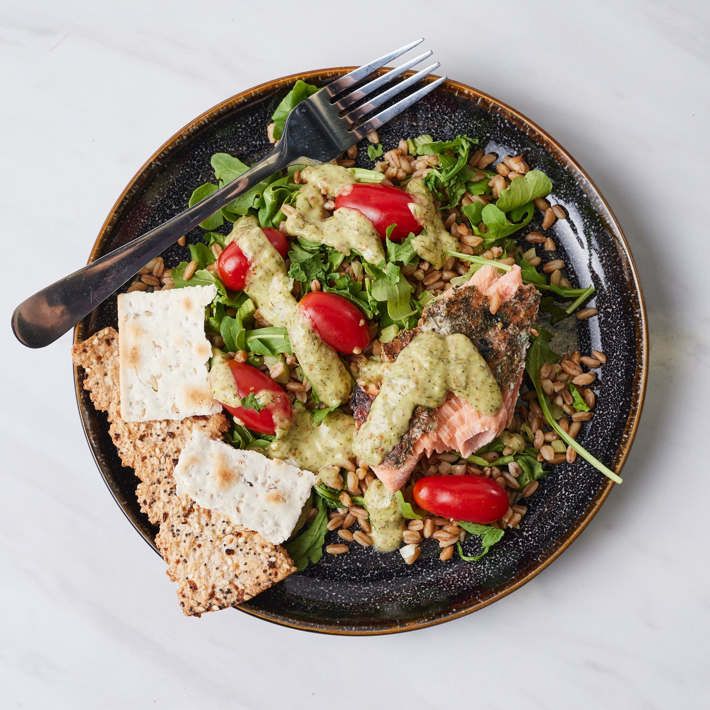 Farro Salad with Honey Smoked Salmon