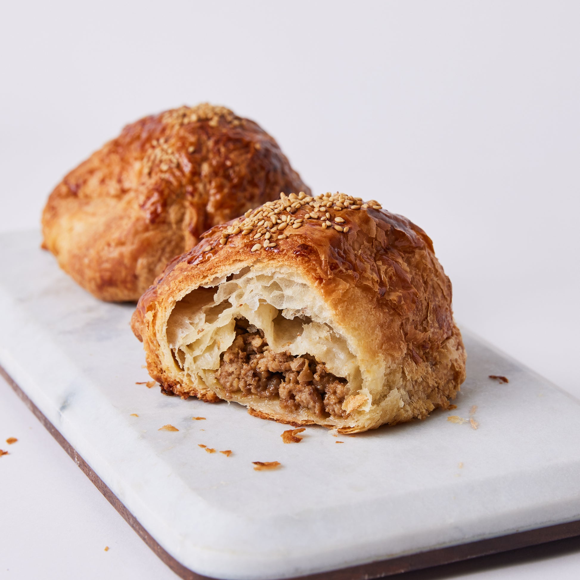 Homemade cheeseburger croissants delivered