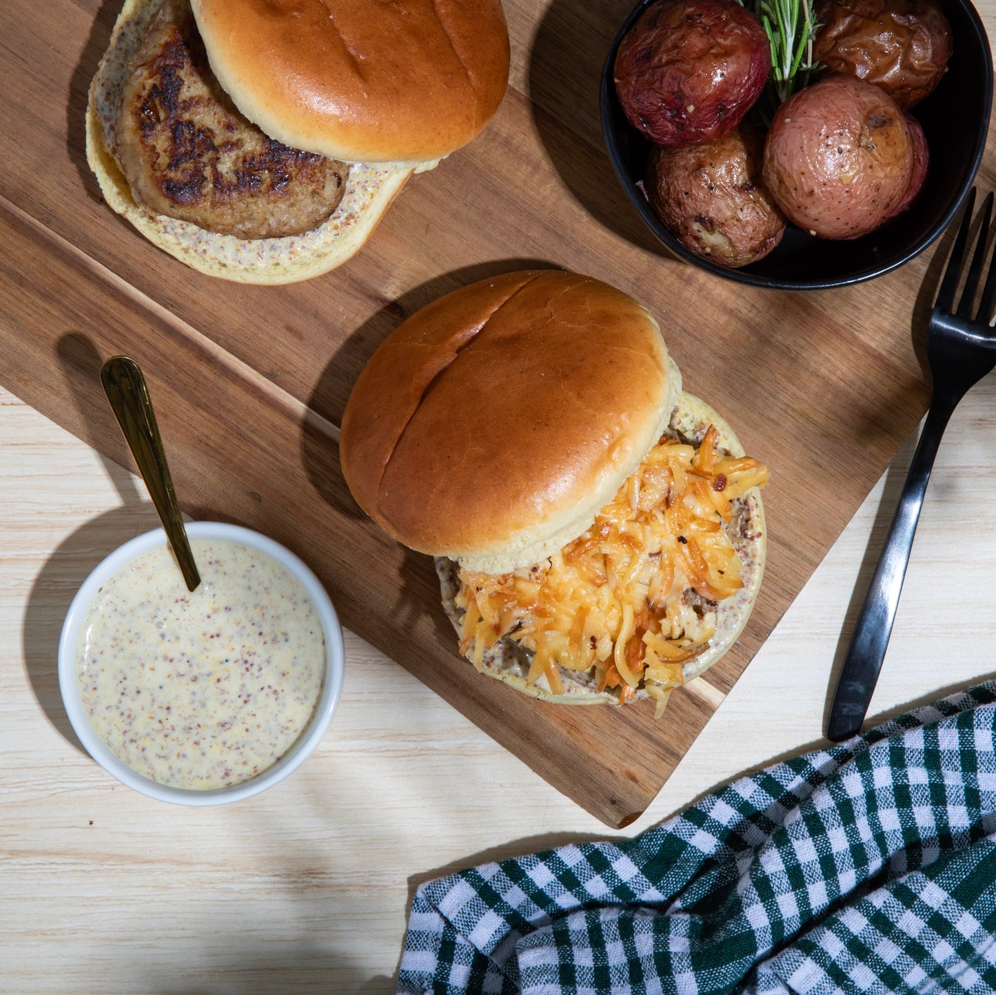 Turkey Burgers with Onion, Apple & Smoked Gouda